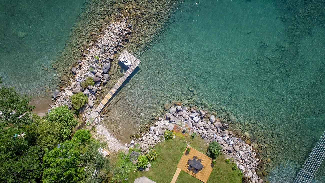 Top down view of a private dock